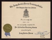 Army pre-activation training course certificate